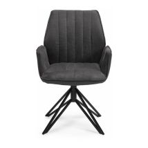 Chaise de salle à manger pivotante Olena avec accoudoirs rembourrés gris 58 cm (largeur) x 93 cm (hauteur) x 62,5 cm (profondeur)