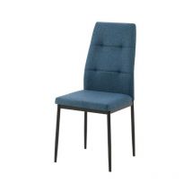 Chaise de salle à manger recouverte de tissu bleu 63.5x89h cm - Adara