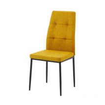Toscohome - Chaise de salle à manger recouverte de tissu couleur moutarde 63,5x89h cm - Adara