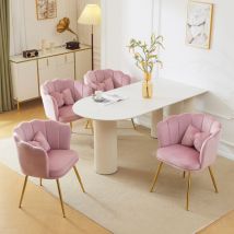 Chaise de salle à manger rembourrée confortable, fauteuil de salon, , moderne, velours, pieds en métal - 4 pcs, rose