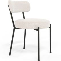 Chaise de salle à manger - Revêtue de tissu bouclé - Raga Blanc