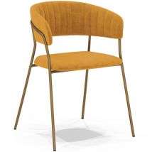 Privatefloor - Chaise de salle à manger - Revêtue de velours - Gruna Jaune