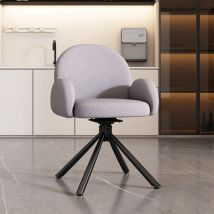 Wishdor - Lot de 1 Chaise de salle à manger rotative avec accoudoirs, tissu Sherpa, gris