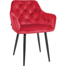 Chaise de salle à manger rouge en velours Stanley