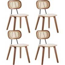 Wahson Office Chairs - Chaise De Salle À Manger Vintage Lot De 4 Chaise Salle A Manger Bois Et Métal Avec Dossier Rotin Chaise De Cuisine Pied Bois 