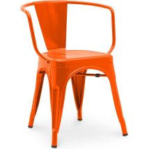 Chaise de salle à manger avec accoudoirs - Design industriel - Acier - Nouvelle édition - Stylix Orange