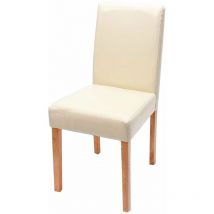 Chaise de salle à manger cuisine en cuir crème pieds en bois clair style moderne 040002331
