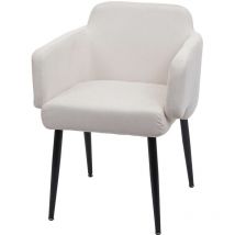 Chaise de salle à manger HHG 073 Chaise de cuisine avec accoudoirs, tissu/textile métal, Crème-Blanc