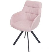 Chaise de salle à manger HHG-596 avec accoudoir, Auto-Position, velours, rose