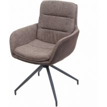HHG - Chaise de salle à manger 655 pivotante position auto, tissu/textile, marron - marron foncé