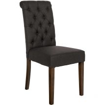 Chaise de salle à manger Lisburn avec Pieds en bois de caoutchouc Noir Tissu