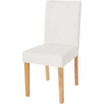 Chaise de salle à manger Littau, chaise de cuisine, similicuir - blanc mat, pieds clairs