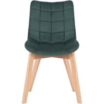 Chaise de salle à manger Passaic en velours avec pieds en Bois de hêtre Vert