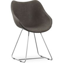 Chaise de salle à manger avec accoudoirs - Simili cuir - PU - Stylix - Noir - Clun Gris foncé
