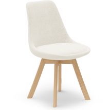 Chaise de salle à manger en bouclette fausse fourrure Tapissée - Boucles Blanches - Tulip Blanc