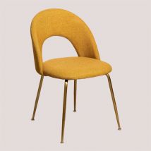 Chaise de Salle à Manger Rembourrée en Tissu Glorys Style Sklum Doré