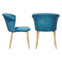 Life Interiors - Set Di 2 Sedie Da Pranzo Elsa Velvet - Sedie Da Pranzo Moderne Imbottite Con Gambe In Legno - Blu