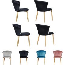 Juego de 4 sillas de comedor Elsa de terciopelo Sillas - Sillas de comedor modernas tapizadas con patas de madera - Negro