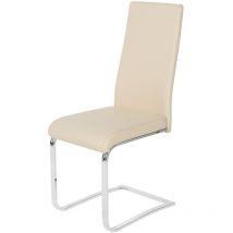 Chaise de salon avec pied en métal en forme de u en simili cuir beige 46 cm (largeur) x 105 cm (hauteur) x 54 cm (profondeur)