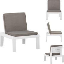Vidaxl - Chaise de salon de jardin avec coussin Plastique Blanc - Chaise De Jardin - Chaise Extérieure - Mobilier De Jardin - Fauteuil De Jardin
