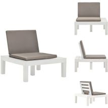 Chaise de salon de jardin avec coussin Plastique Blanc - Chaise De Jardin - Fauteuil De Jardin - Mobilier De Jardin - Décoration Extérieure - Chaises
