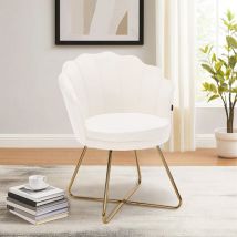 Hawthyhome - Chaise de Salon Élégante en Velours , Design Raffiné avec Pieds Croisés Dorés, Idéale pour Chambre et Coiffeuse,Blanc