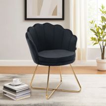 Chaise de Salon Élégante en Velours , Design Raffiné avec Pieds Croisés Dorés, Idéale pour Chambre et Coiffeuse,Noir