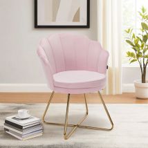 Chaise de Salon Élégante en Velours , Design Raffiné avec Pieds Croisés Dorés, Idéale pour Chambre et Coiffeuse,Rose