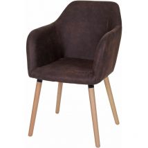 Chaise de séjour / salle à manger Malmö T381, style rétro des années 50, tissu, vintage marron foncé
