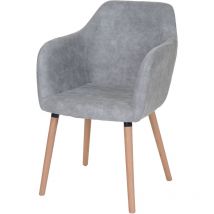 Chaise de séjour / salle à manger Malmö T381, style rétro des années 50, tissu, vintage gris béton