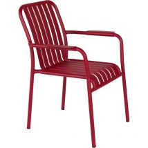 Chaise de terrasse avec accoudoirs en aluminium rouge