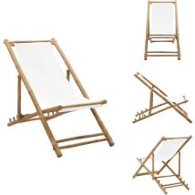 Chaise de terrasse Bambou et toile - Chaises De Jardin - Chaises Longues - Mobilier De Jardin - Chaise En Bambou - Chaise Pliable