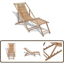 Chaise de terrasse d'extérieur avec repose-pied Bambou - Chaise Longue - Fauteuil De Jardin - Mobilier De Jardin - Chaise Extérieure - Chaise En