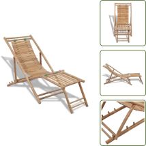 Chaise de terrasse d'extérieur avec repose-pied Bambou - Chaise Longue - Fauteuil De Jardin - Mobilier De Jardin - Chaise Extérieure - Chaise En
