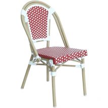 Chaise de terrasse bistrot parisien en aluminium et rotin rouge