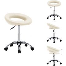 Chaise de travail roulante Crème Similicuir - Chaises De Bureau - Chaises Ergonomiques - Chaise De Travail - Chaise Roulant - Siège Confortable