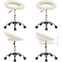 Chaise de travail roulante Crème Similicuir - Chaises De Bureau - Chaises Ergonomiques - Chaise De Travail - Chaise Roulant - Siège Confortable