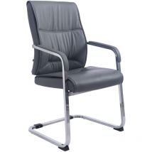 Décoshop26 - Fauteuil de bureau sans roulettes chaise visiteur sans roulettes jusqu'à 260kg en pvc gris 100002773