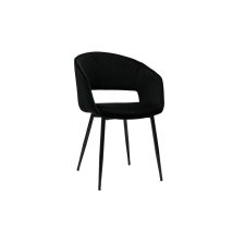 Miliboo - Chaise design noire en tissu velours et métal prisma