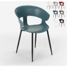 Chaise design moderne en métal polypropylène pour cuisine bar restaurant Evelyn - Bleu