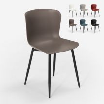 Chaise design moderne en polypropylène et métal pour cuisine bar restaurant Chloe - Gris foncé