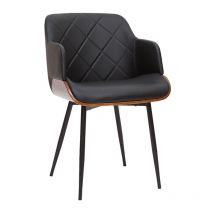 Miliboo - Chaise design noir, bois foncé et métal lucien