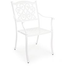 Iperbriko - Chaise d'extérieur blanche Ivrea avec accoudoirs - 65x60x92 cm
