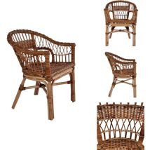 Chaise d'extérieur rotin naturel marron - Chaise De Jardin - Rotin Naturel - Mobilier De Jardin - Chaise Extérieure - Style Vintage