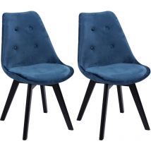Happy Garden - Lot de 2 chaises en velours nora bleues avec coussin