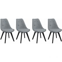 Happy Garden - Lot de 4 chaises en velours nora grises avec coussin