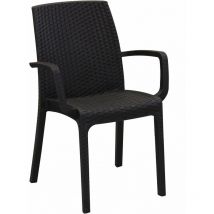 Bica - Chaise empilable polyrotin accoudoirs bar jardin extérieur Indiana Marron