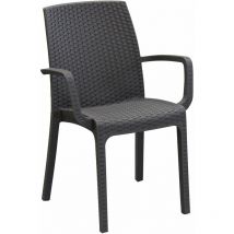 Bica - Chaise empilable polyrotin accoudoirs bar jardin extérieur Indiana Blanc