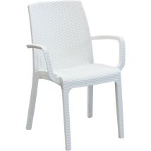 Bica - Chaise empilable polyrotin accoudoirs bar jardin extérieur Indiana Blanc