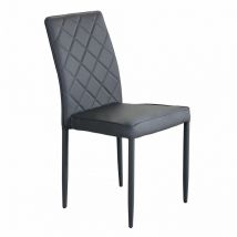 Homeness - Chaise empilable interne avec structure en acier recouverte de peau de peau DarkGrey - DarkGrey